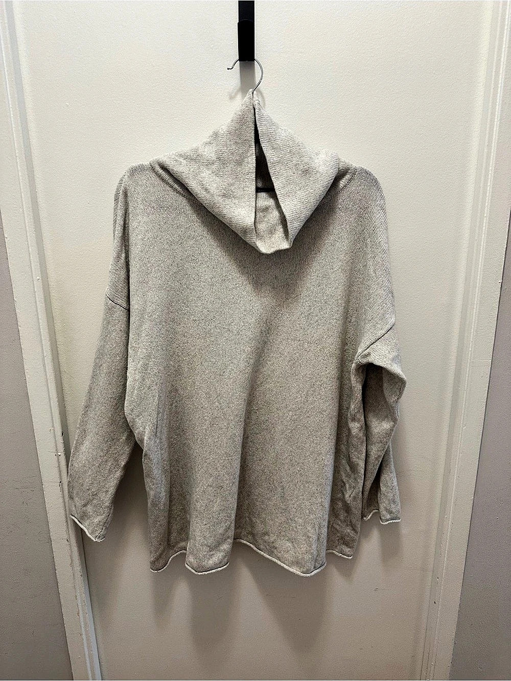 EILEEN FISHER Cotton and Recycled Cashmere Turtleneck Top Gray Medium